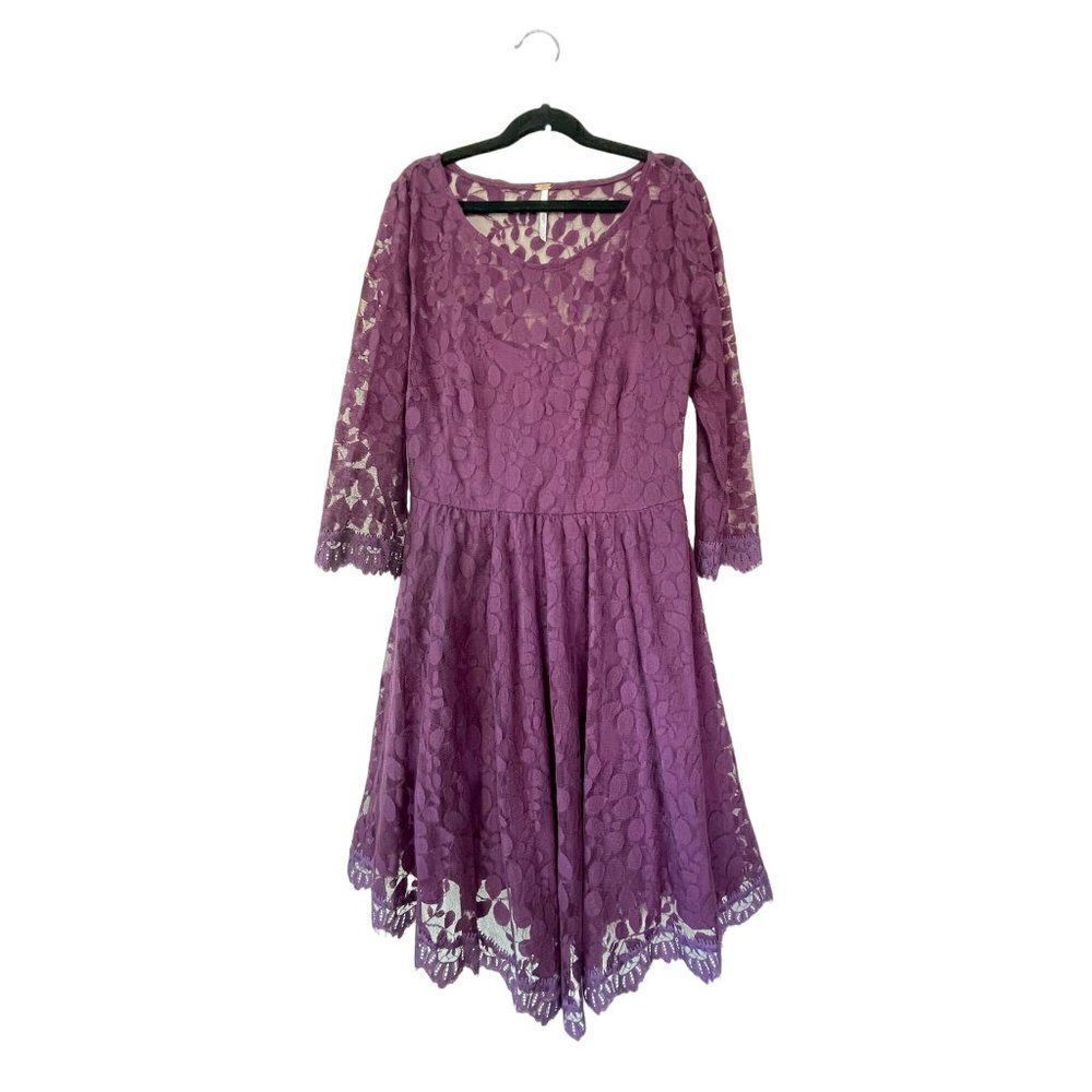 Free People Floral Lace Purple Dress Size 0